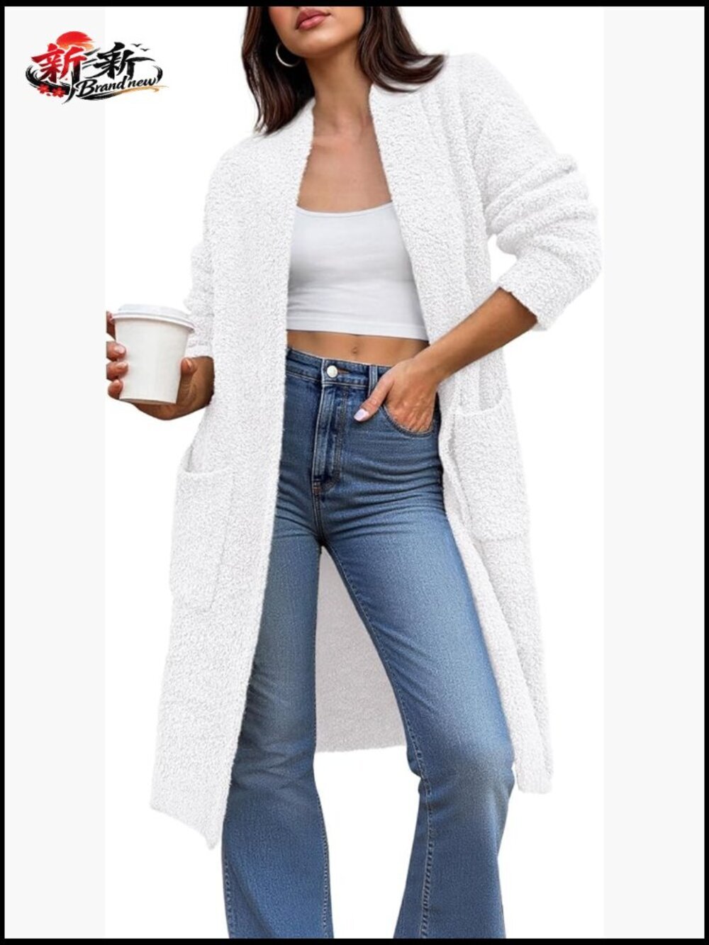Open Front Long Sleeve Oversized Knit Cardigan with Pockets
